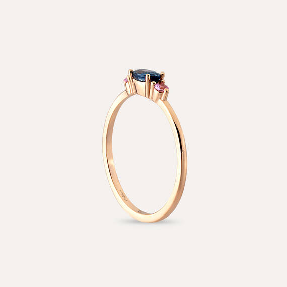 0.40 CT Blue and Pink Sapphire Rose Gold Ring - 4