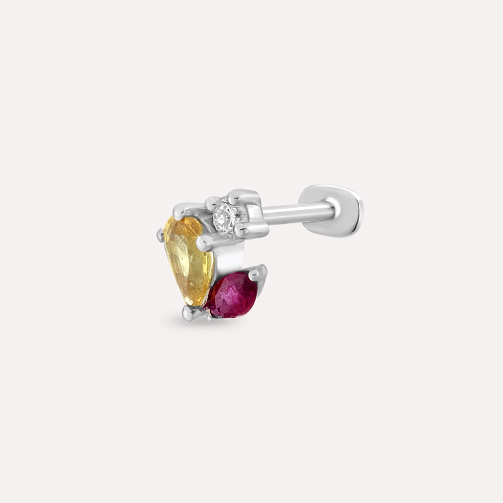 0.40 CT Multicolor Sapphire and Ruby White Gold Piercing - 1