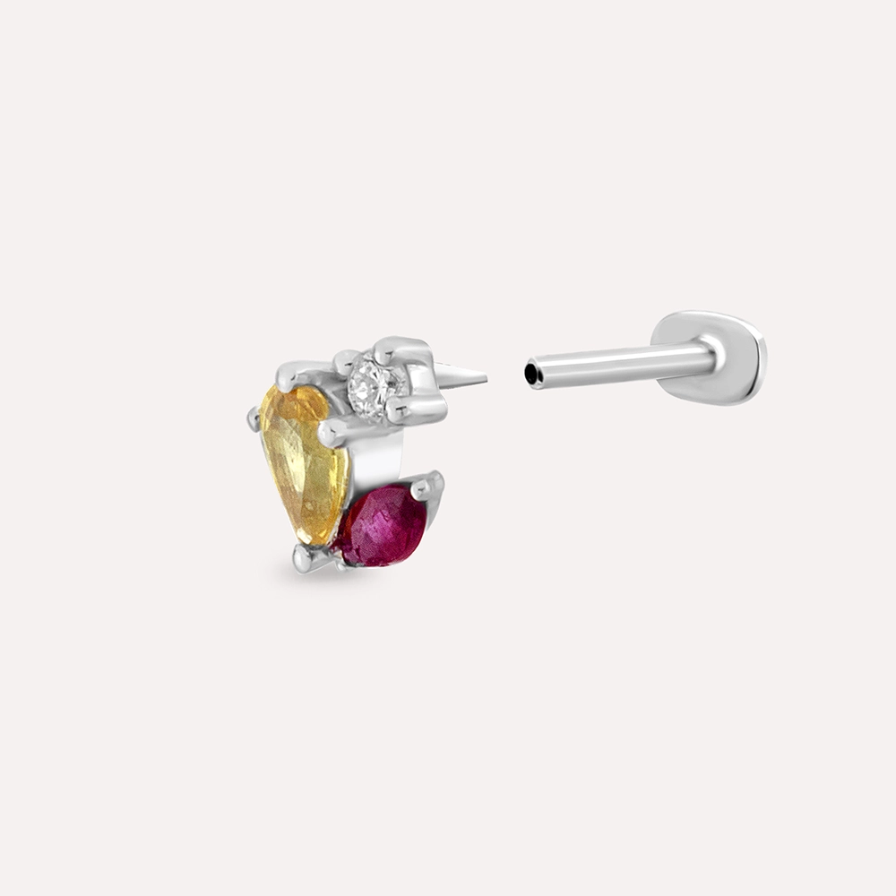 0.40 CT Multicolor Sapphire and Ruby White Gold Piercing - 4