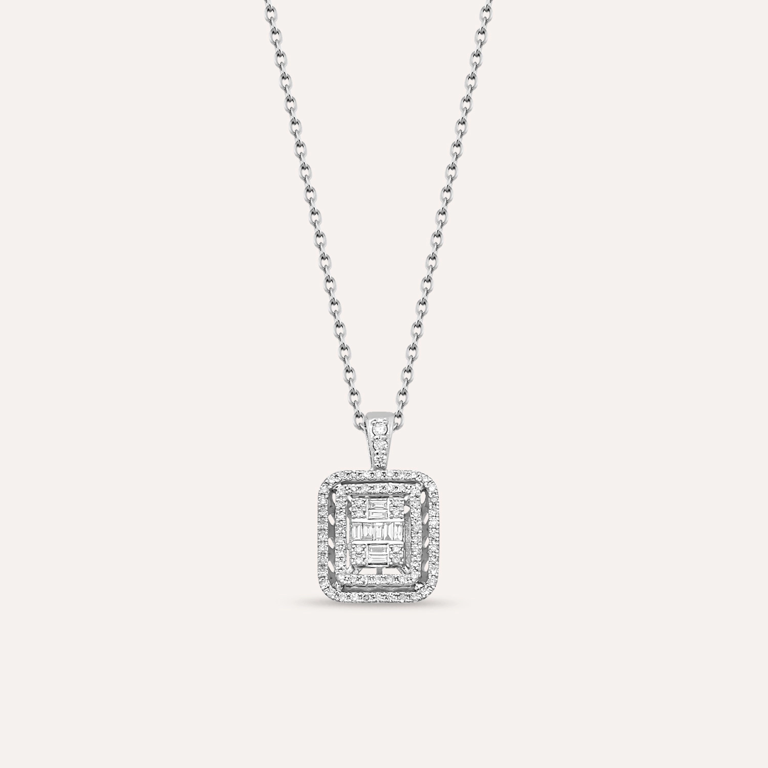 0.41 CT Baguette Cut Diamond White Gold Necklace - 1