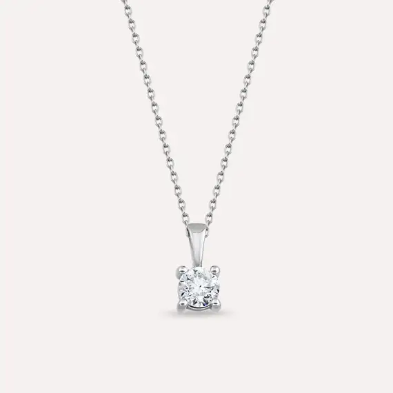 0.41 CT Pırlanta Tektaş Beyaz Altın Kolye - 1