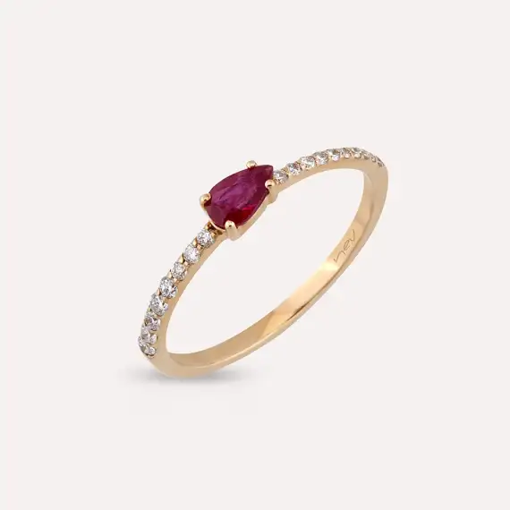 0.41 CT Ruby and Diamond Rose Gold Ring - 1