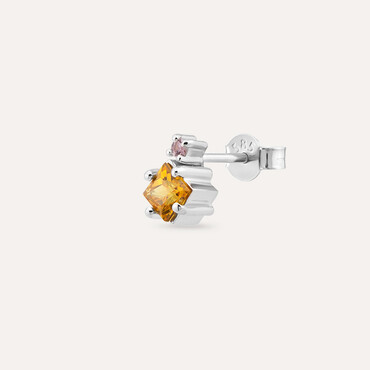 0.41 CT Yellow Sapphire and Pink Sapphire Mini Single Earring - Nev Jewellery
