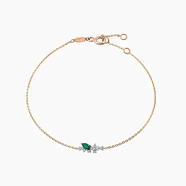 0.41 CT Zümrüt ve Pırlanta Taşlı Rose Altın Bileklik - Nev Jewellery (1)