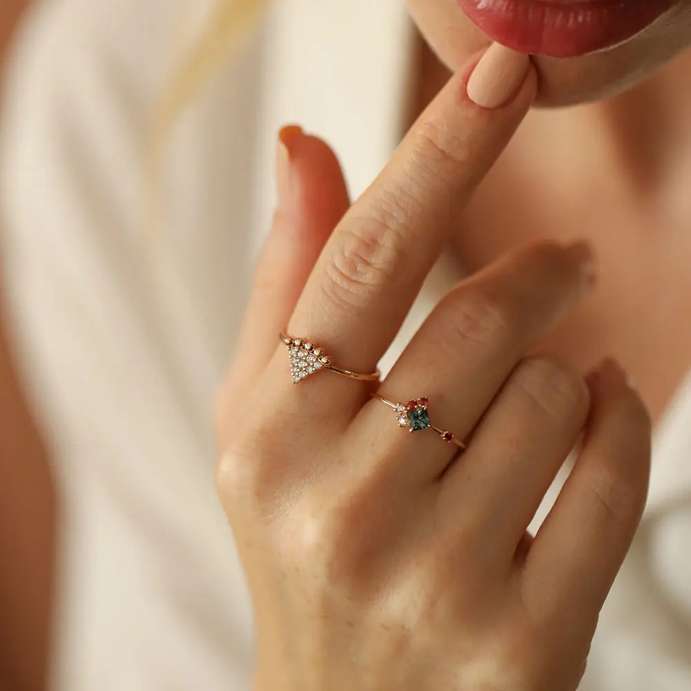 0.42 CT Diamond and Multicolor Sapphire Rose Gold Ring - Nev Jewellery (1)