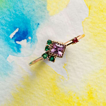 0.42 CT Multicolor Safir, Zümrüt ve Yakut Taşlı Yüzük - Nev Jewellery