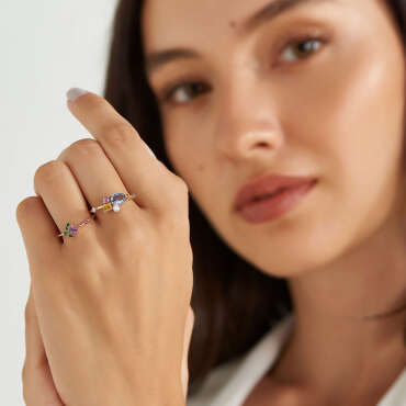 0.42 CT Multicolor Safir, Zümrüt ve Yakut Taşlı Yüzük - Nev Jewellery (1)