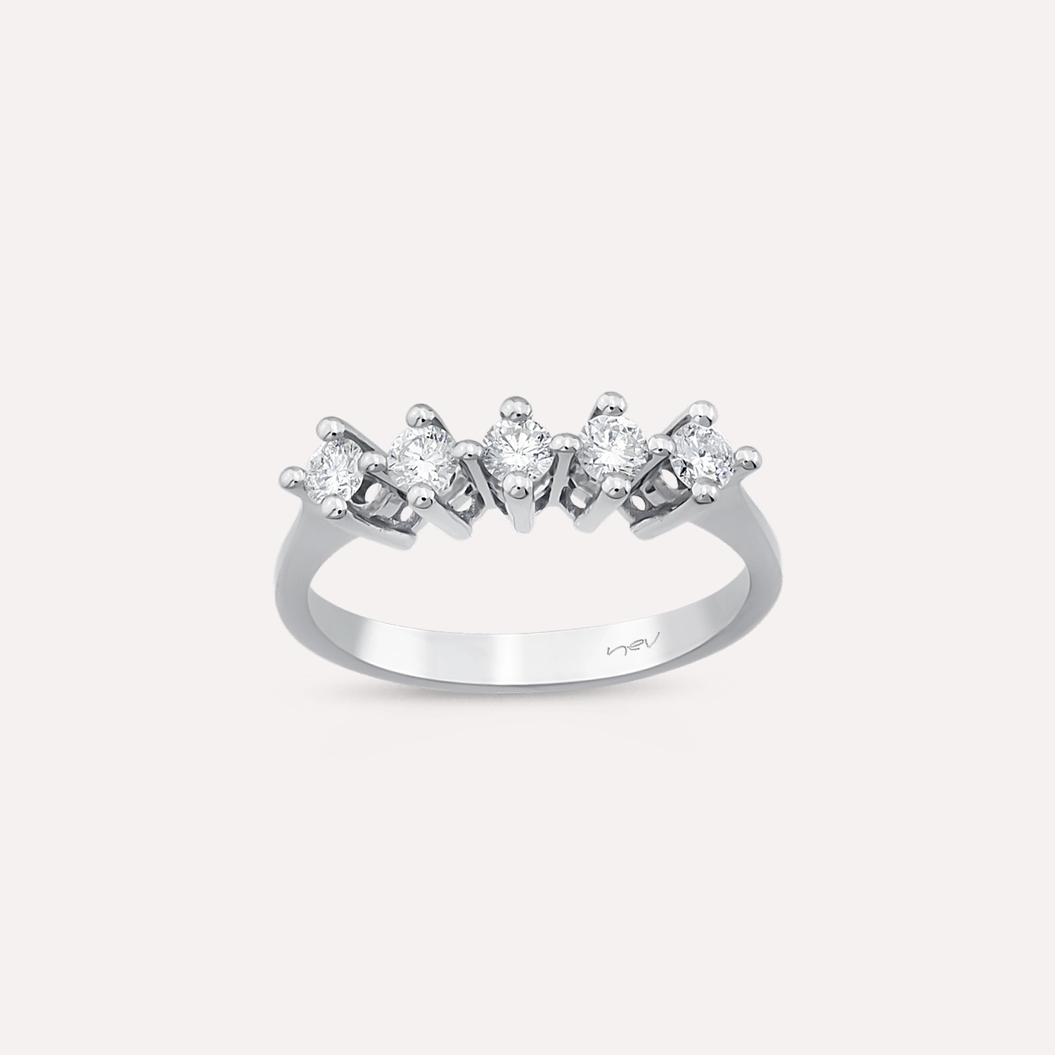 0.43 CT Diamond White Gold Five-Stone Ring - 1