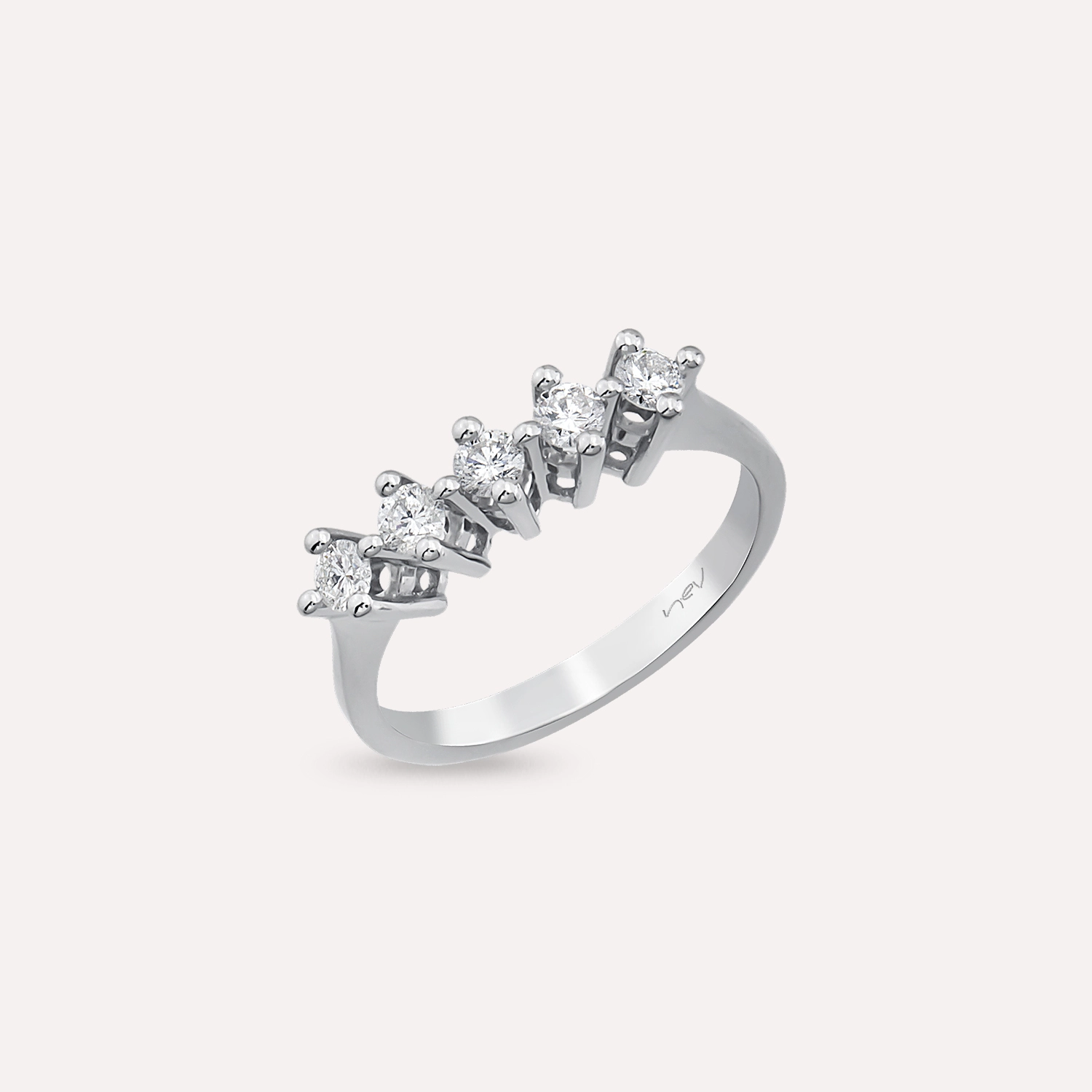 0.43 CT Diamond White Gold Five-Stone Ring - 3