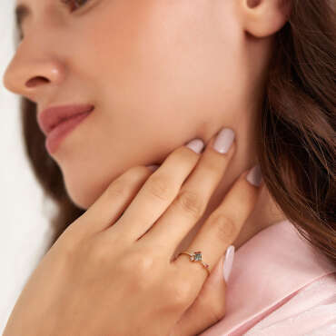 0.36 CT Multicolor Safir ve Pırlanta Taşlı Sarı Altın Yüzük - Nev Jewellery (1)