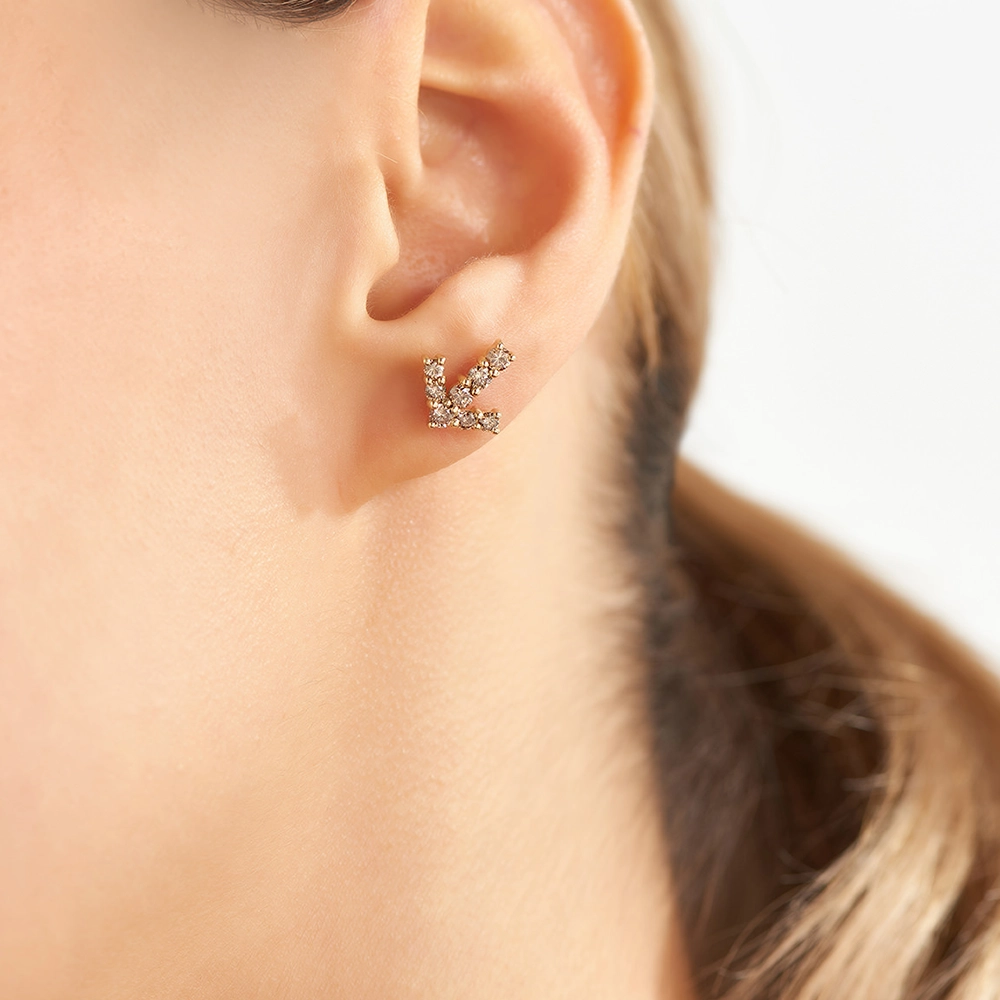 0.45 CT Brown Diamond Rose Gold Single Earring - Nev Jewellery (1)