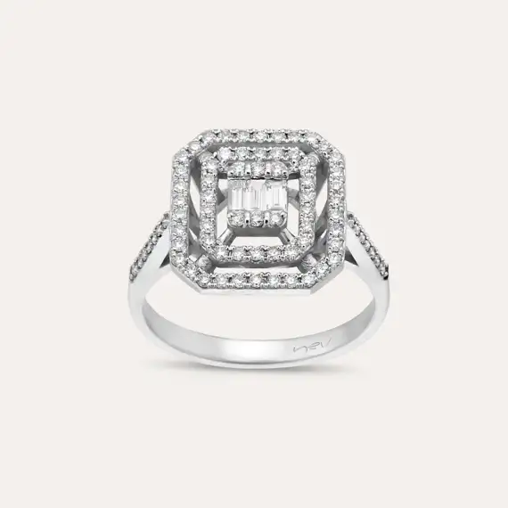 0.47 CT Baguette Cut Diamond White Gold Ring - 1