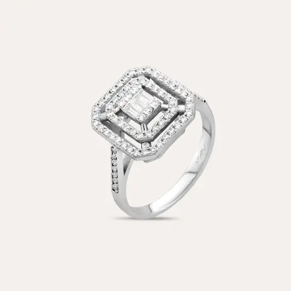 0.47 CT Baguette Cut Diamond White Gold Ring - 3