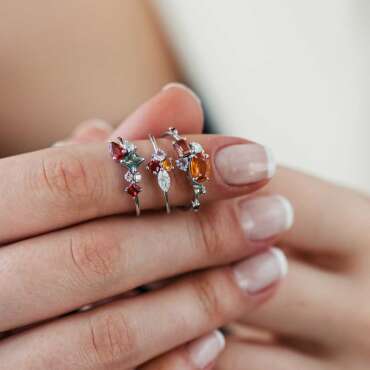 0.95 CT Multicolor Sapphire and Diamond White Gold Ring - Nev Jewellery (1)