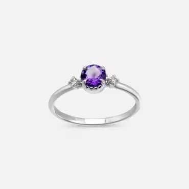 0.49 CT Amethyst and Diamond White Gold Ring - Nev Jewellery (1)