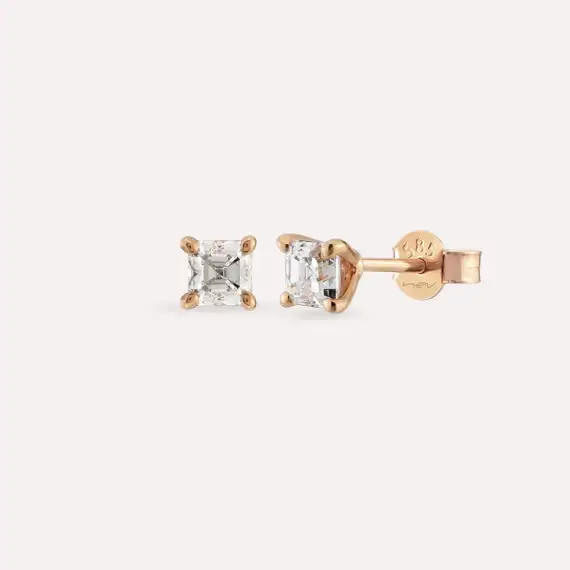 0.49 CT Diamond Rose Gold Solitarie Earring - 1