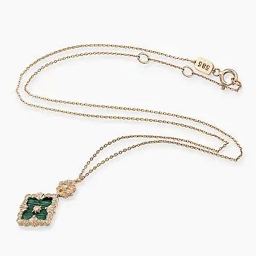 0.49 CT Malahit ve Pırlanta Taşlı Rose Altın Kolye - Nev Jewellery (1)