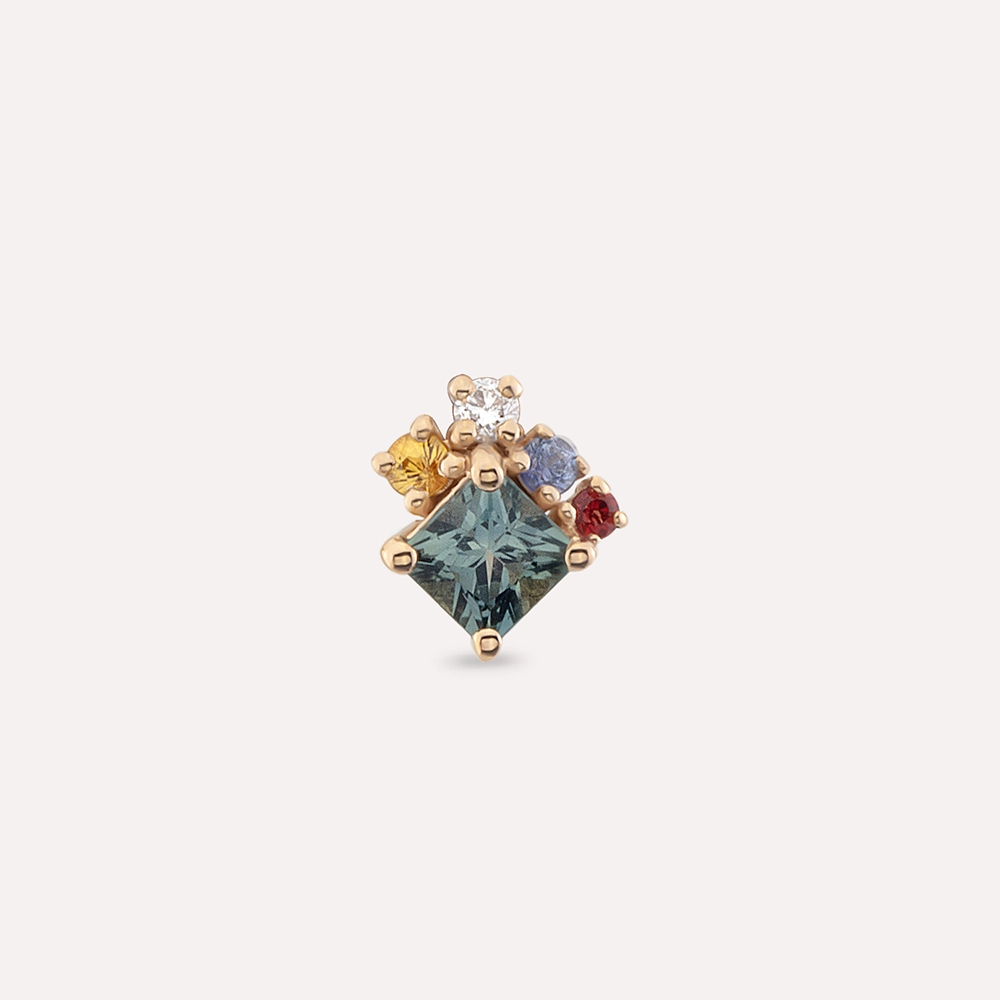 0.49 CT Multicolor Sapphire and Diamond Rose Gold Piercing - 4