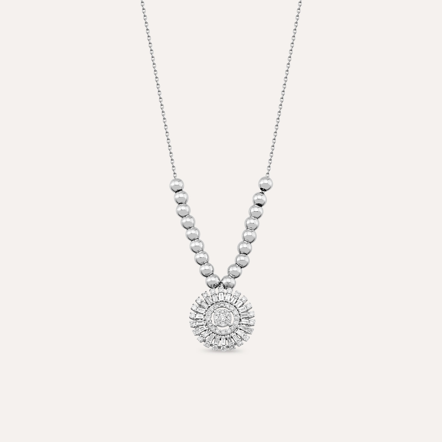 0.50 CT Baguette Cut Diamond White Gold Necklace - 1