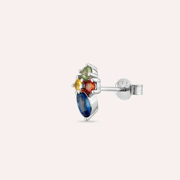 0.50 CT Multicolor Sapphire White Gold Single Earring - Nev Jewellery