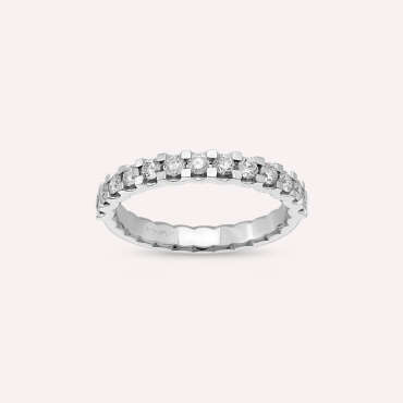 0.50 CT Pırlanta Taşlı Beyaz Altın Yarımtur Yüzük - Nev Jewellery
