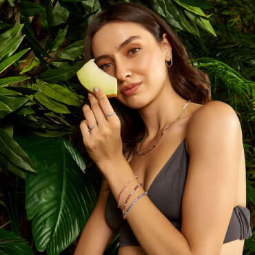 0.51 CT Multicolor Safir Taşlı Yarımtur Beyaz Altın Yüzük - Nev Jewellery (1)