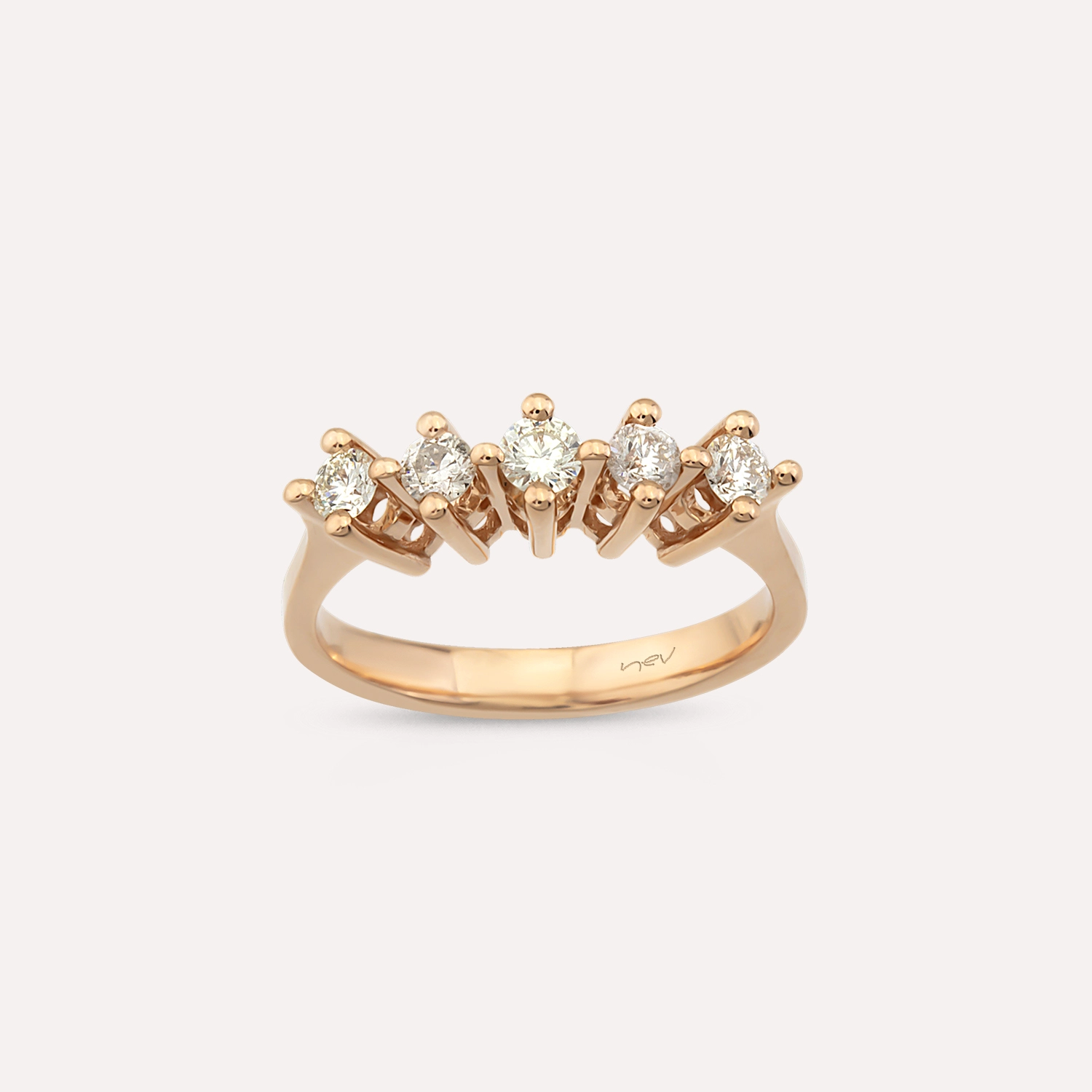 0.52 CT Diamond Rose Gold Five-Stone Ring - 1