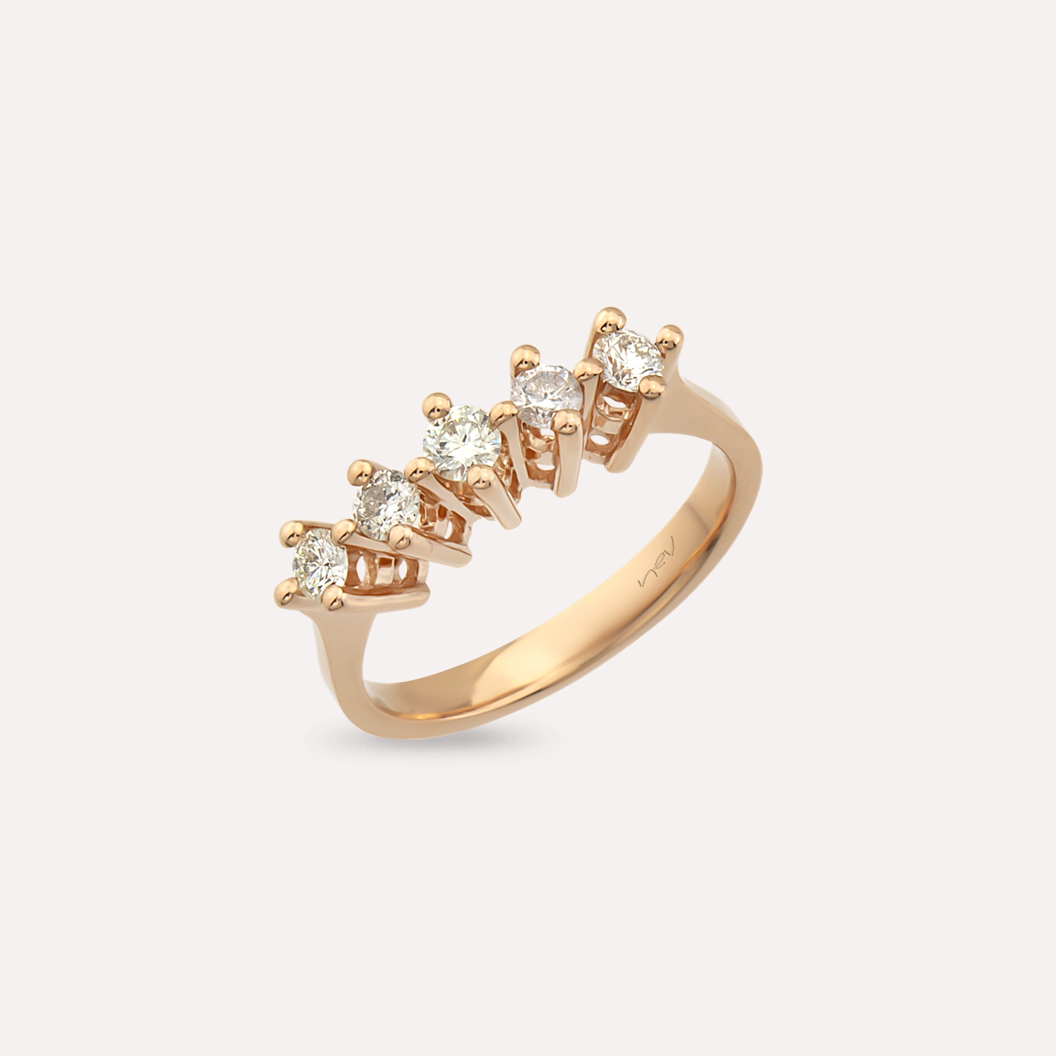 0.52 CT Diamond Rose Gold Five-Stone Ring - 3