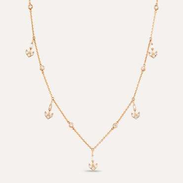 0.53 CT Baguette Cut Diamond Rose Gold Necklace - Nev Jewellery (1)