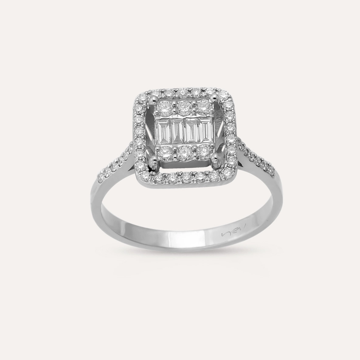 0.53 CT Baguette Cut Diamond White Gold Ring - 1