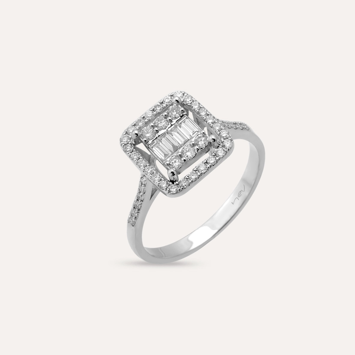 0.53 CT Baguette Cut Diamond White Gold Ring - 2