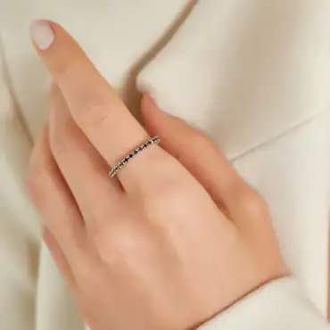 0.53 CT Black Diamond White Gold Eternity Ring - Nev Jewellery (1)