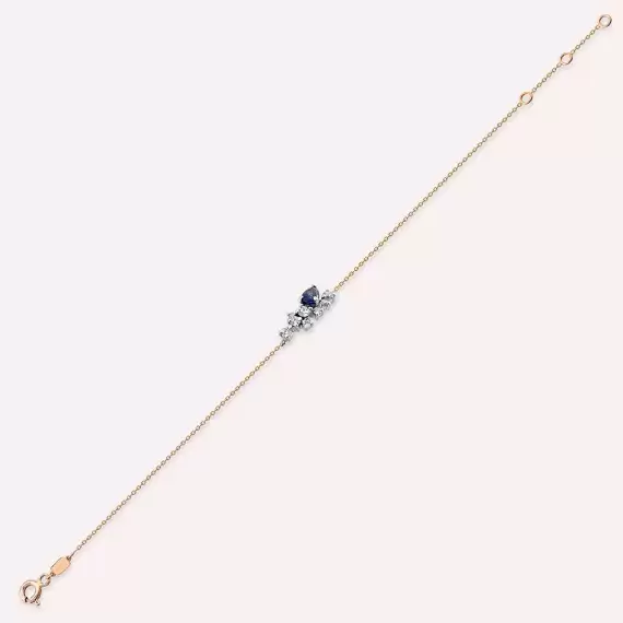 0.53 CT Safir ve Pırlanta Taşlı Rose Altın Bileklik - 7