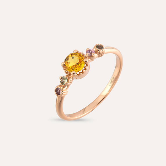 0.55 CT Multicolor Sapphire Rose Gold Ring - 1