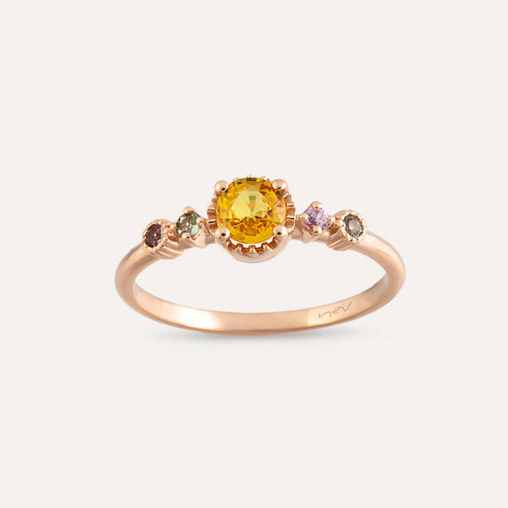 0.55 CT Multicolor Sapphire Rose Gold Ring - 2