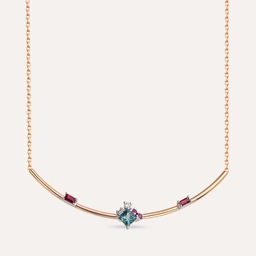 0.64 CT Ruby, Green Sapphire and Diamond Pendant - Nev Jewellery