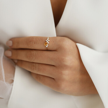 0.57 CT Golden Yellow Sapphire and Diamond Yellow Gold Ring - Nev Jewellery (1)