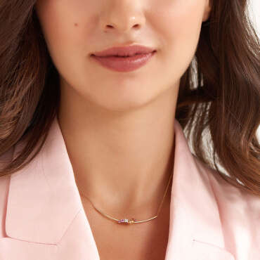 0.57 CT Multicolor Safir ve Pırlanta Taşlı Rose Altın Kolye - Nev Jewellery (1)