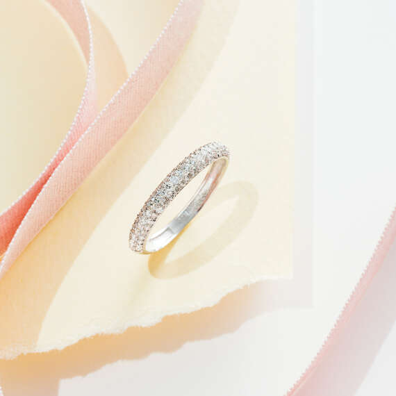 0.57 CT Diamond Half Eternity White Gold Ring - 3