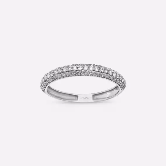 0.57 CT Diamond Half Eternity White Gold Ring - 1