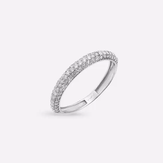 0.57 CT Diamond Half Eternity White Gold Ring - 4