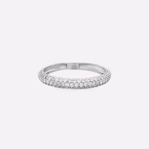 0.57 CT Diamond Half Eternity White Gold Ring - 5