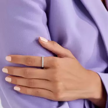 0.57 CT Pırlanta Taşlı Yarımtur Beyaz Altın Yüzük - Nev Jewellery (1)