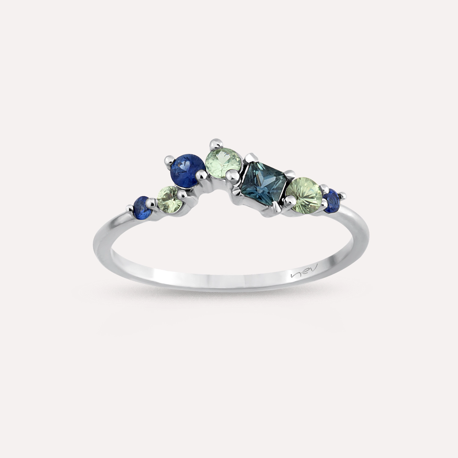 0.58 CT Multicolor Sapphire White Gold Ring - 2