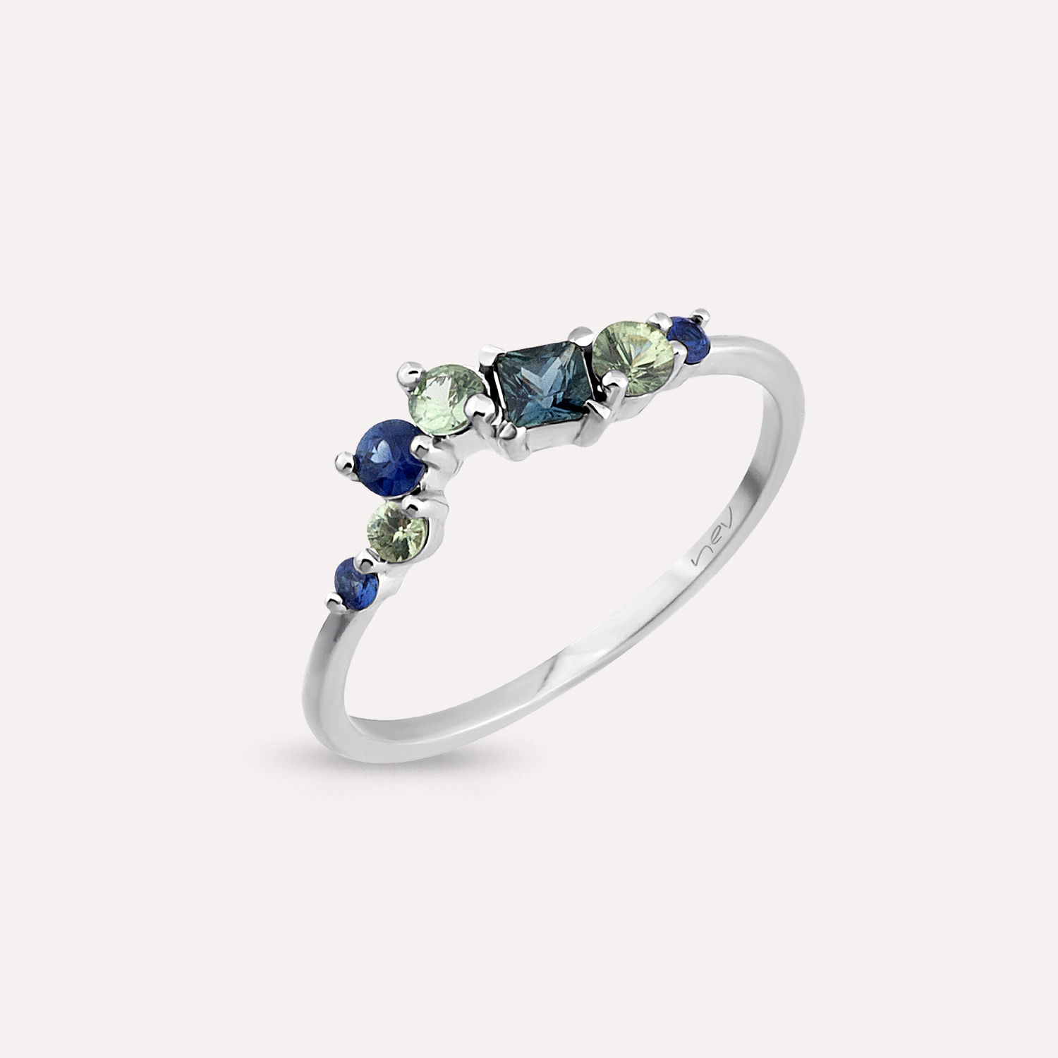 0.58 CT Multicolor Sapphire White Gold Ring - 1