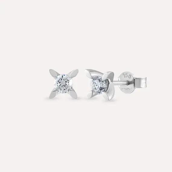 0.60 CT Diamond White Gold Solitaire Earring - 1