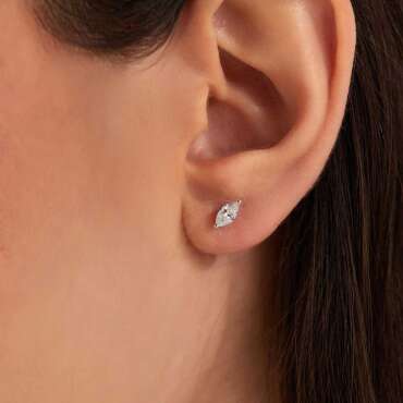 0.62 CT Markiz Kesim Pırlanta Taşlı Beyaz Altın Küpe - Nev Jewellery (1)