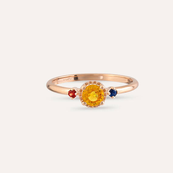 0.60 CT Multicolor Sapphire Rose Gold Ring - 4