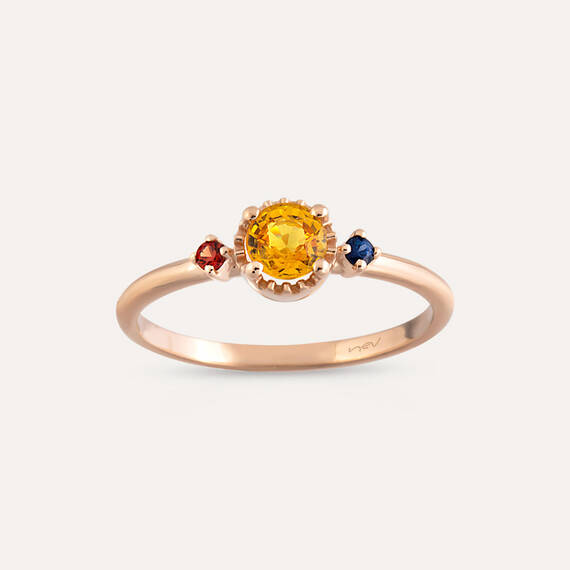 0.60 CT Multicolor Sapphire Rose Gold Ring - 3