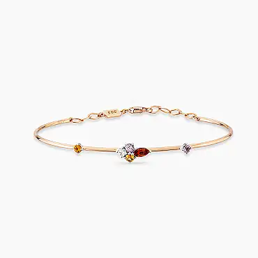 0.62 CT Multicolor Safir ve Pırlanta Taşlı Rose Altın Bileklik - Nev Jewellery (1)
